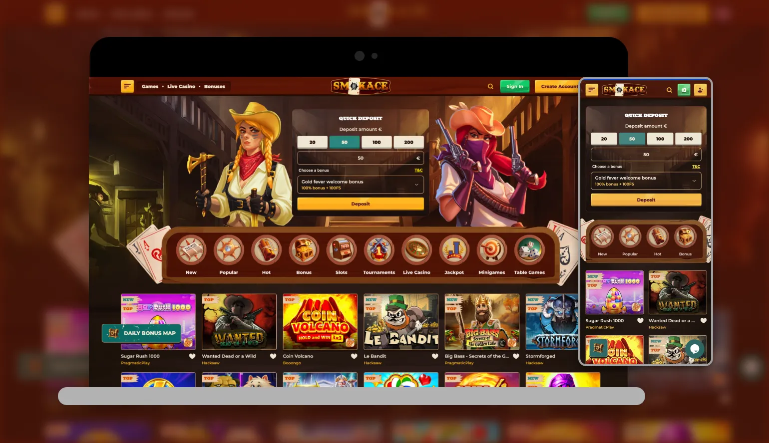Smokace Casino App-Screenshot
